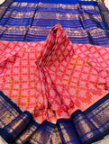 KSC - Double shaded Coral Orange with Dark Midnight Blue Kolam Korvai