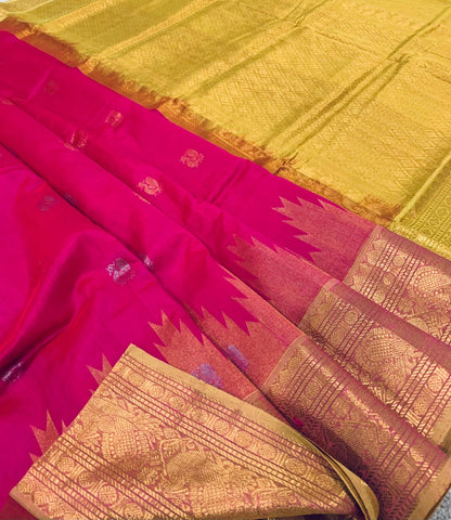 KSC - Rani Pink/Mustard Yellow Korvai