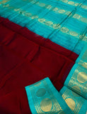 KSC - Double shaded Garnet Red/Turquoise Green Korvai