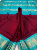 KSC - Double shaded Garnet Red/Turquoise Green Korvai