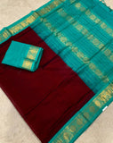 KSC - Double shaded Garnet Red/Turquoise Green Korvai