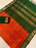 KSC - Dual shaded Orange/Green Kattam Korvai