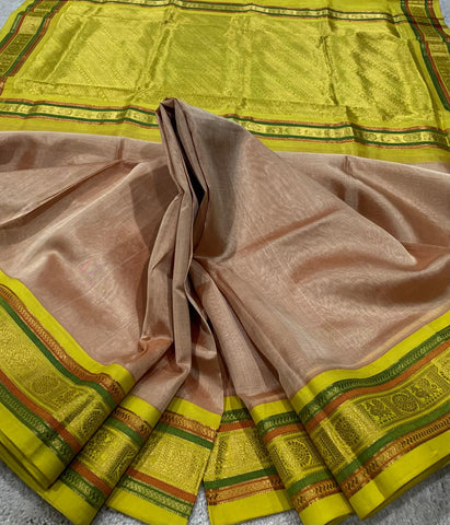 KSC - Double shaded Golden Beige with Canary Yellow Korvai