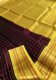 KSC - Coffee Brown with Canary Yellow Kattam Korvai