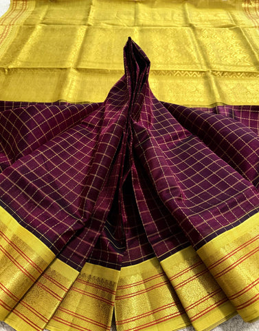 KSC - Coffee Brown with Canary Yellow Kattam Korvai
