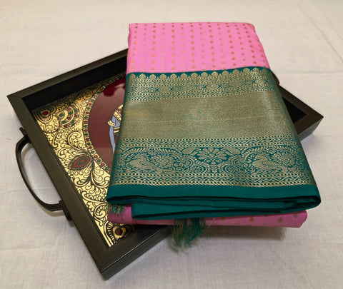 KSS - Pink/Peacock Green Lakshadeepam Korvai