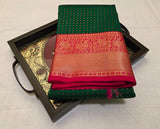 KSS - Emerald Green/Tomato Pink Lakshadeepam Korvai