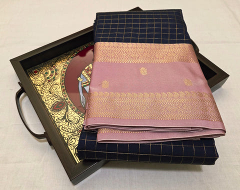 KSS - Navy Blue/Pink Korvai Kottadhi