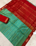 KSC - Double shaded Sea Green with Arakku Korvai Veldaari