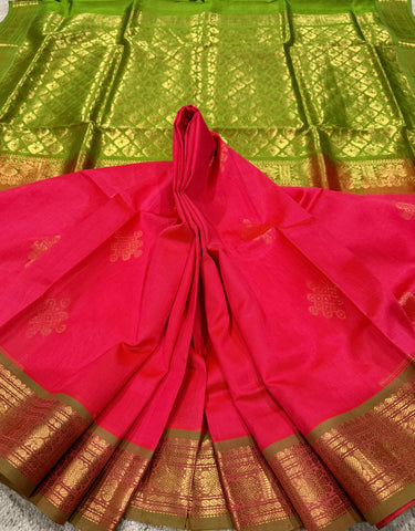 KSC - Double shaded Kangambara orange with Green Kolam
