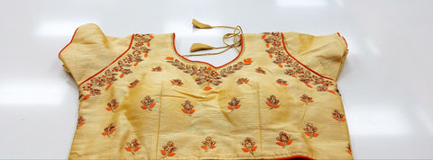 RM - Golden Beige with Orange Piping - Banaras katan
