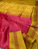 KSC -  Double shaded Coral Punch Pink with Mustard Yellow Korvai