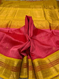 KSC -  Double shaded Coral Punch Pink with Mustard Yellow Korvai