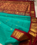 KSC -  Double shaded Seafoam Green with Maroon Korvai