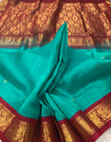 KSC -  Double shaded Seafoam Green with Maroon Korvai