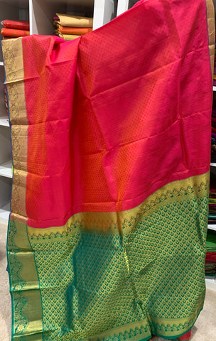 KHEE - Double Shaded Orangish Pink with Emerald Green